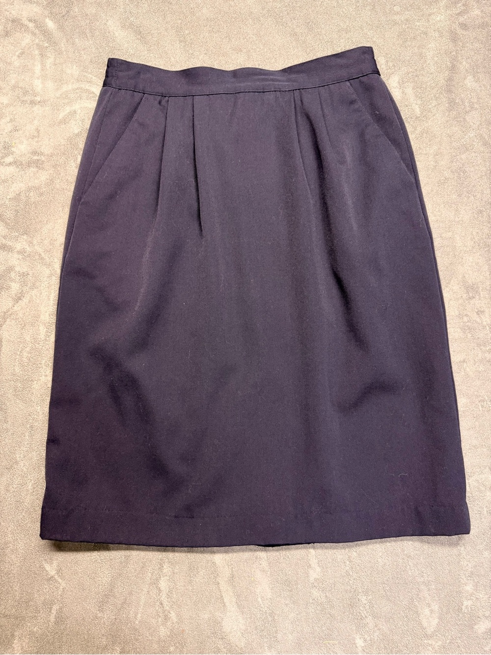 Vintage Wool Tailored Navy Pencil Skirt for Women